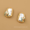 Shangjie OEM aretes para mujeres Baroque Pearl Butterfly Creative Fashion Earrings gold plated earings